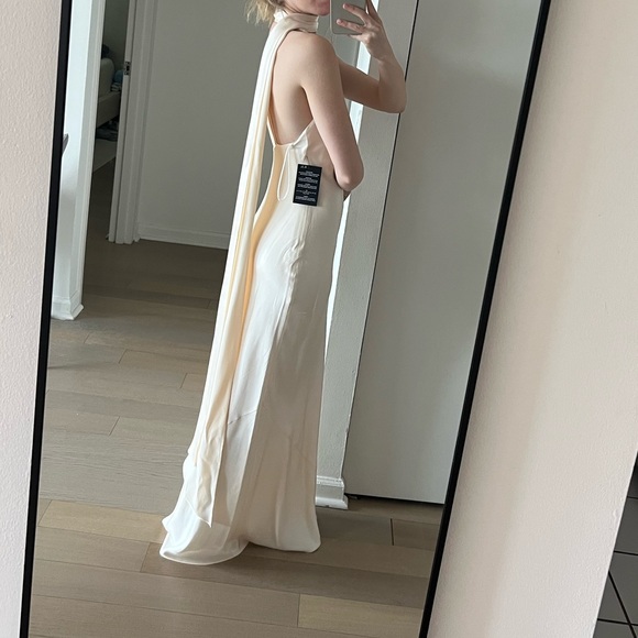 Mango Asymmetrical bow-neck Dress in Ivory - Picture 6 of 8